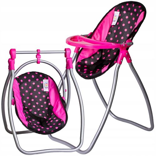 DUŻE KRZESEŁKO DO KARMIENIA lalek BUJAK HUŚTAWKA zestaw dla lalek 3w1 na Arena.pl