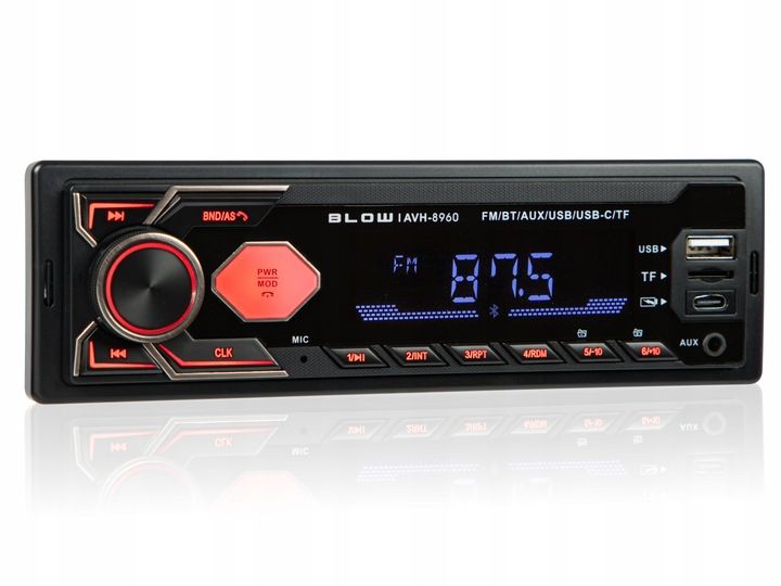 RADIO SAMOCHODOWE BLUETOOTH 1-DIN RDS USB-C AUX RCA SD MP3 LCD zdjęcie 6