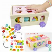 LT457 DREWNIANY SORTER KLOCKÓW KOSTKA UKŁADANKA KSZTAŁTÓW MONTESSORII