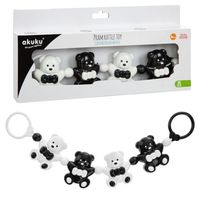 AKUKU Grzechotka, zawieszka do wózka czarno-białe misie