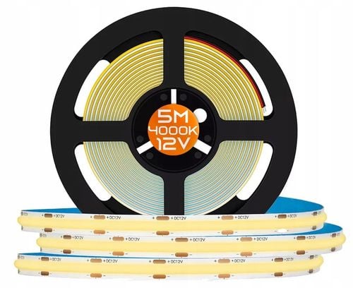 Taśma LED COB 12V 5M rolki NEON pasek linia neutralna 9,8W/m mocna AKS na Arena.pl