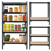 Regał magazynowy metalowy czarny 2w1 5 jasnych półek 150x75x30 cm