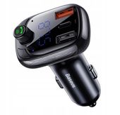 BASEUS ładowarka samochodowa 2xUSB A+TypC+transmitter FM BT PD QC4.0 5A 36W