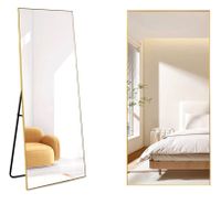 Wolnostojące ścienne lustro podłogowe złote ZJ-02 pełnowymiarowe 165x50 do przedpokoju salonu