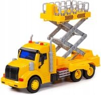 Samochód Ciężarówka z podnośnikiem Polesie 89786 żółta, światło, dźwięk