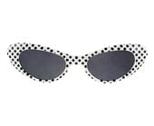 Okulary Pin Up białe w czarne kropki