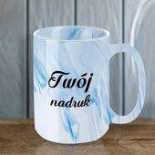 Kubek 450 ml niebieski marmur z Twoim nadrukiem