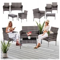 ZESTAW MEBLI OGRODOWYCH RATTANOWE LUIZA 4 OSOBOWE SZARY