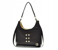 Laura Biaggi - torebka worek nity czarny groszek mat + złoty KB238