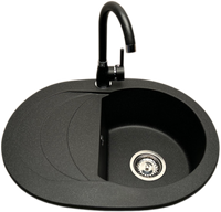 Zlewozmywak jednokomorowy z ociekaczem VIGOR grafit z lewym ociekaczem + bateria NOON