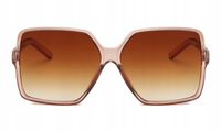 Okulary damskie przeciwsłoneczne kwadraty duże muchy XXL brązowe modne