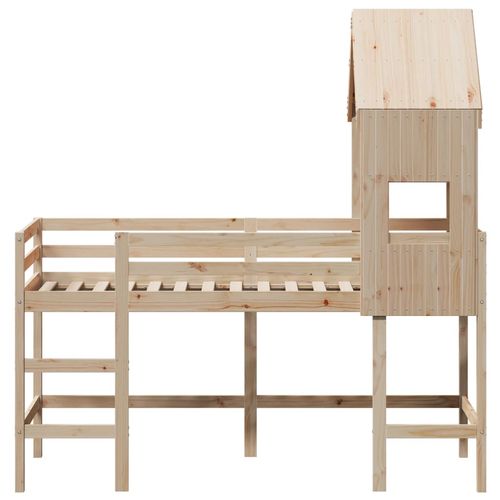 Łóżko na antresoli, z drabiną i dachem, 90x190 cm, sosna na Arena.pl