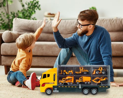 Ciężarówka Z Samochodami Pojazdami Auta 7 El. na Arena.pl