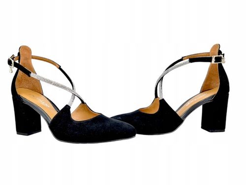 Prestige 2045/OBL czarne czółenka damskie słupek skóra eleganckie r.37 na Arena.pl