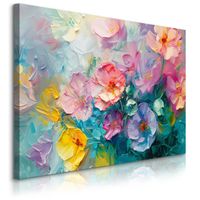 Obraz Ścienny Do Salonu Kolorowe Polne Kwiaty Akwarele Malunek 120cm x 80cm