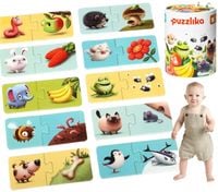 puzzle zestaw zwierzątka jedzenie układanki wzory 12992