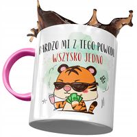 Kubek Różowy Z Tygryskiem Słodki Na Prezent Z Nadrukiem Ze Zdjęciem