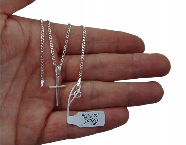 ŁAŃCUSZEK SREBRNY 925 PANCERKA KRZYŻYK PREZENT zdjęcie 2