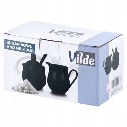 Zestaw CUKIERNICZKA MLECZNIK ŁYŻECZKA pojemnik na cukier mleko czarna na Arena.pl