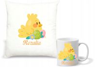 Stylowy Zestaw Poduszka i Kubek Personalizacja PREZENT na Wielkanoc + imię