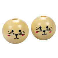 Drewniane koraliki kula BUZIA KOTEK 20mm 5szt.