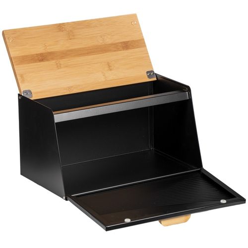 DUŻY CHLEBAK METALOWY Z DESKĄ POJEMNIK NA PIECZYWO CHLEB CZARNY BAMBUSOWY na Arena.pl