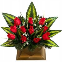 Stroik serce róże na grób cmentarz sztuczne kwiaty kompozycja STANPOL