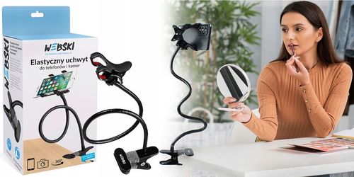 UNIWERSALNY UCHWYT NA TELEFON kamerę 360 PAŁĄK Z KLIPSEM DO BLATU Webski na Arena.pl