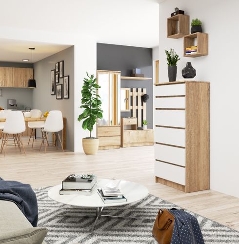 KOMODA K 60 cm 6 SZUFLAD SONOMA / BIAŁA na Arena.pl