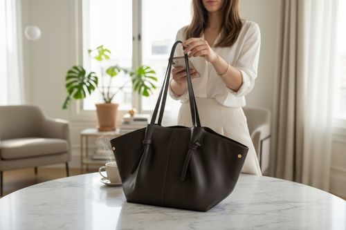 Torebka damska VERA PELLE skórzana SHOPPER ŁÓDKA na ramię BRĄZ CZEKOLADOWY na Arena.pl