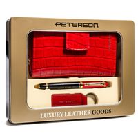 zestaw prezentowy premium z modnym portfelem we wzór skóry krokodyla