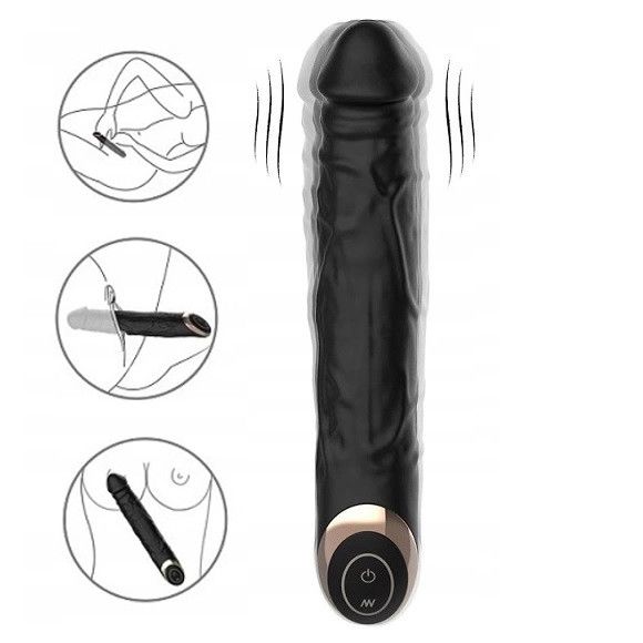 Czarny Wibrator Usb Dla Pań Z Realistyczną Główką zdjęcie 7