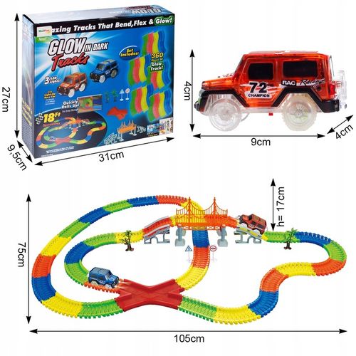 TOR WYGINANY MAGICZNY DLA DZIECI ŚWIECĄCE AUTA SAMOCHODZIKI 360 EL KOLEJKA na Arena.pl