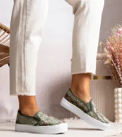 Zielone tenisówki Slip On Irving 38