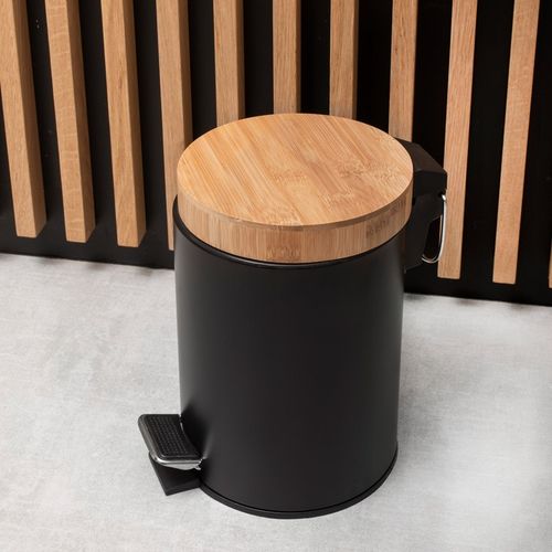 Kosz na śmieci łazienkowy 3l bambus śmietnik do wc łazienki kuchni czarny na Arena.pl