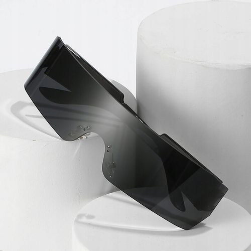 Futurystyczne OKULARY PRZECIWSŁONECZNE CZARNE Imprezowe UV400 + Etui na Arena.pl