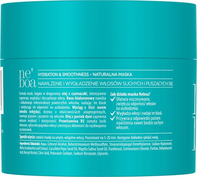 NEBOA Maska naturalna do włosów Hydration & Smoothness 300ml zdjęcie 5