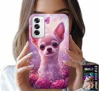 ETUI DO OPPO RENO12 5G - SŁODKA CHIHUAHUA NA RÓŻOWYM TLE KWIATAMI