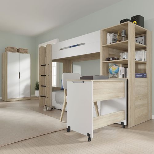 Antresola łóżko piętrowe Samoa dąb sonoma / biały mat na Arena.pl