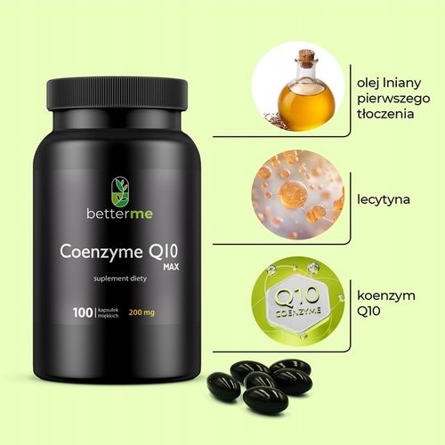 Koenzym Q10 max BetterMe 200mg 100szt w oleju lnianym super przyswajalność na Arena.pl