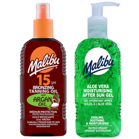 Malibu Olejek Brązujący SPF15 200ml + Aloe Żel Po Opalaniu 200ml