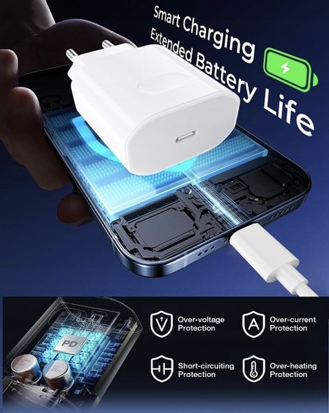 SZYBKA ŁADOWARKA DO IPHONE KOSTKA 25W + KABEL 1M / USB-C - IPHONE zdjęcie 9