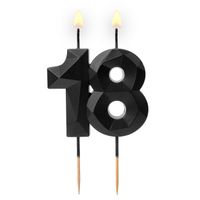 świeczka cyferka "18" diament czarna 64-60
