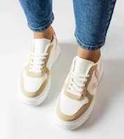 Białe sneakersy z różową wstawką Plouffe 39