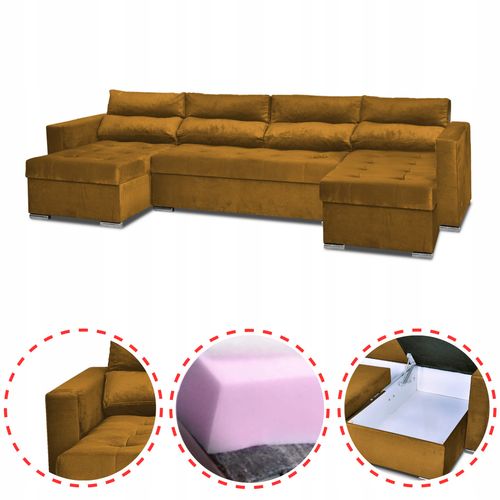 Narożnik Varius BIG rozkładany f spania pojemniki Family meble złoty żółty na Arena.pl