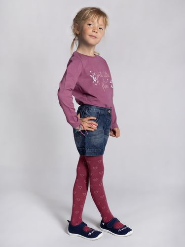 Rajstopy dziewczęce z lurexem serca wrzosowe 104-110 YOCLUB na Arena.pl