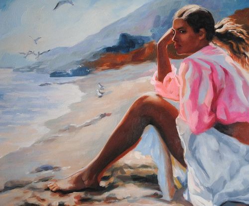 Kobieta, plaża (50x60cm) na Arena.pl