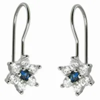 KLASYCZNE KOLCZYKI KWIATY SZAFIR CYRKONIE SREBRO