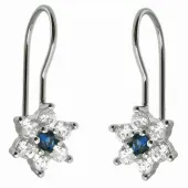 KLASYCZNE KOLCZYKI KWIATY SZAFIR CYRKONIE SREBRO