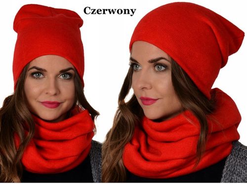 POLSKI Komplet CZAPKA + KOMIN Tunel Szal KOLORY Zestaw damski MODNY na Arena.pl